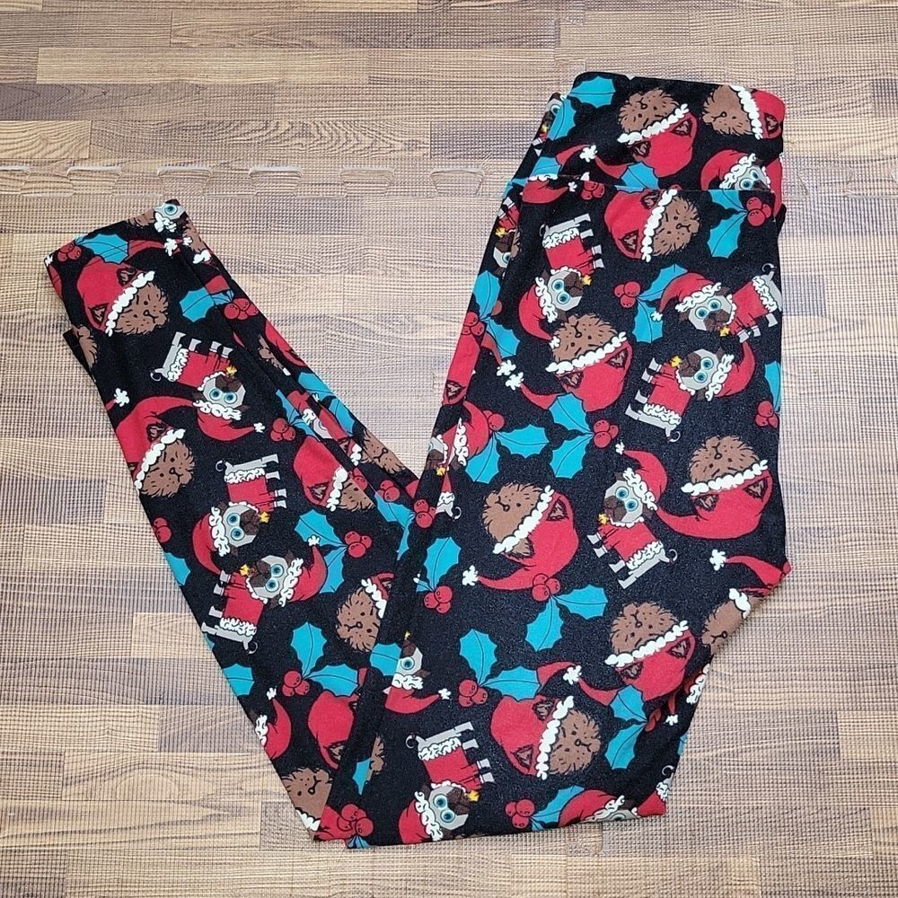 LuLaRoe Pug Holiday Leggings one size